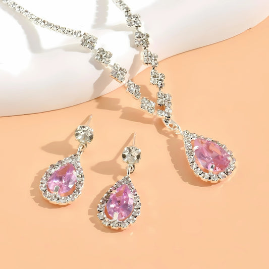 Bridal Jewelry Set – Rhinestone Zircon Necklace & Bracelet