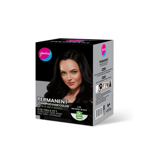Pack of 8 Godrej Permanent Hair Color Shampoo Sachet – Natural Black