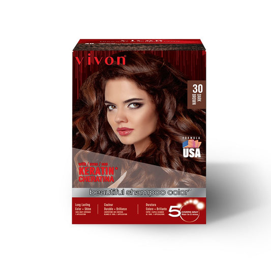 Vivon Dark Brown Keratin Hair Color Shampoo