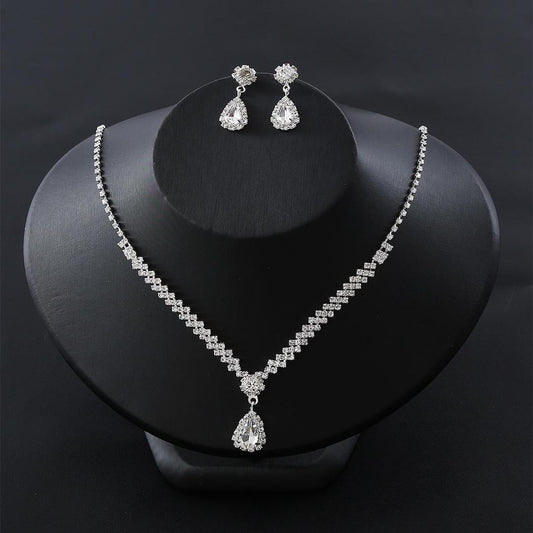 Brilliant Diamond Claw Chain Necklace & Earrings